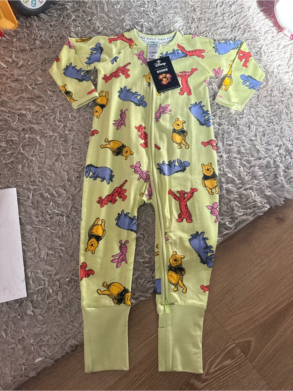 Bonds Lime Winnie the Pooh Print Footie